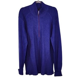 NWT Eddie Bauer Mens Quarter Zip Pullover Sweater Knit Blue Grape Juice Size XXL